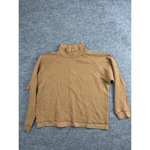 Aventura Shirt Womens XL Brown Thermal Waffle Knit Mock Neck Long Sleeve Top